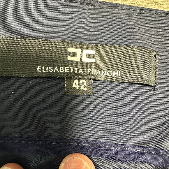 Elisabetta Franchi Mini Ruched Dress Blue Side Zipper Size 42 - Picture 8 of 13